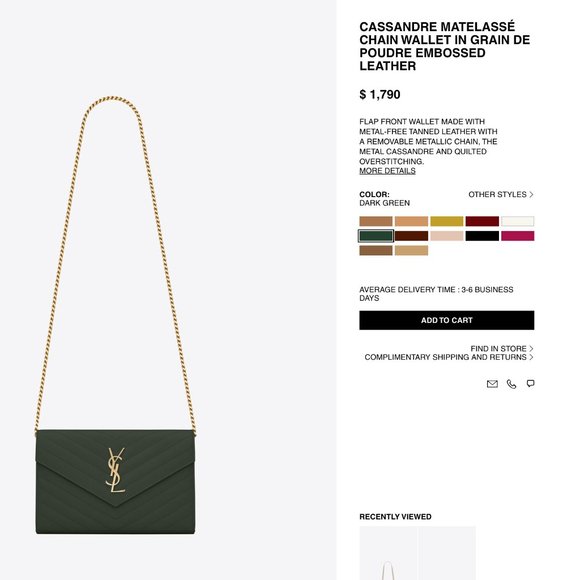 Sale-Yves Saint Laurent Cassandre Monogram Wallet on Chain quilted black - Picture 9 of 10